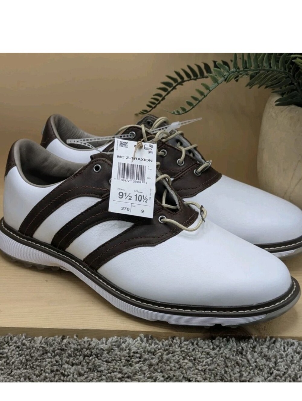 New Adidas MC Z-Traxion Spikeless Leather Golf Shoes Mens Size 9.5 Wms 10.5
